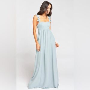 Show Me Your Mumu | June Maxi Dress Silver Sage Crisp Bridesmaid